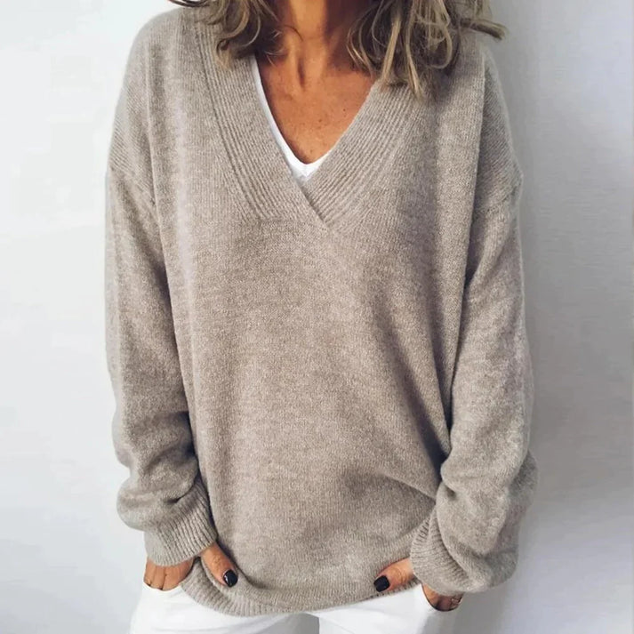 Anna Aura - Trui met V-hals en lange mouwen - steengrijs-metallic