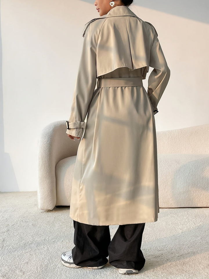 Luxe Dames herfst trenchcoat met dubbele rij knopen