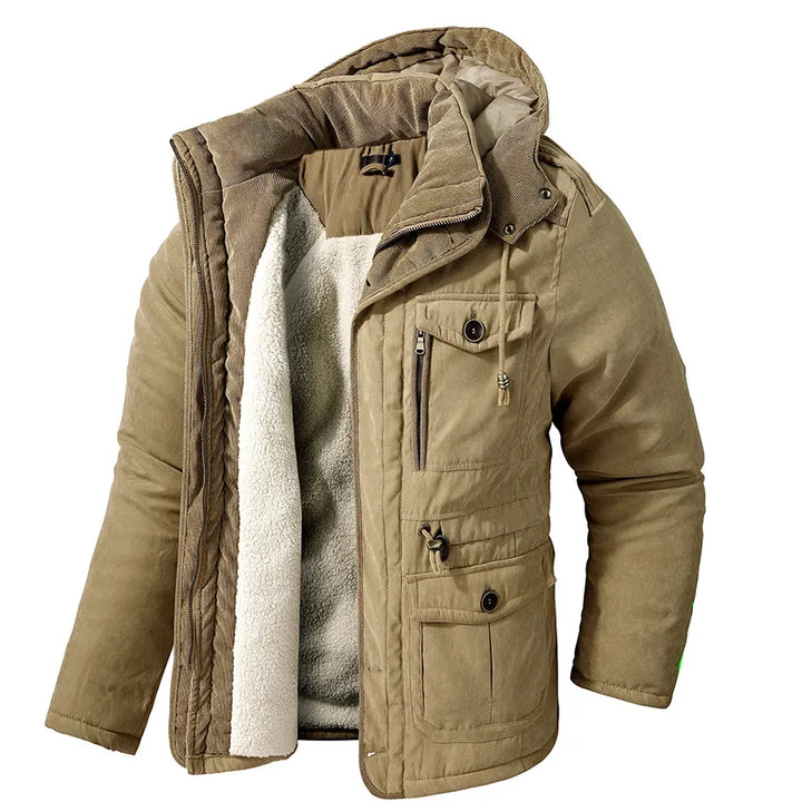 Militaire Parka met warme voering en capuchon