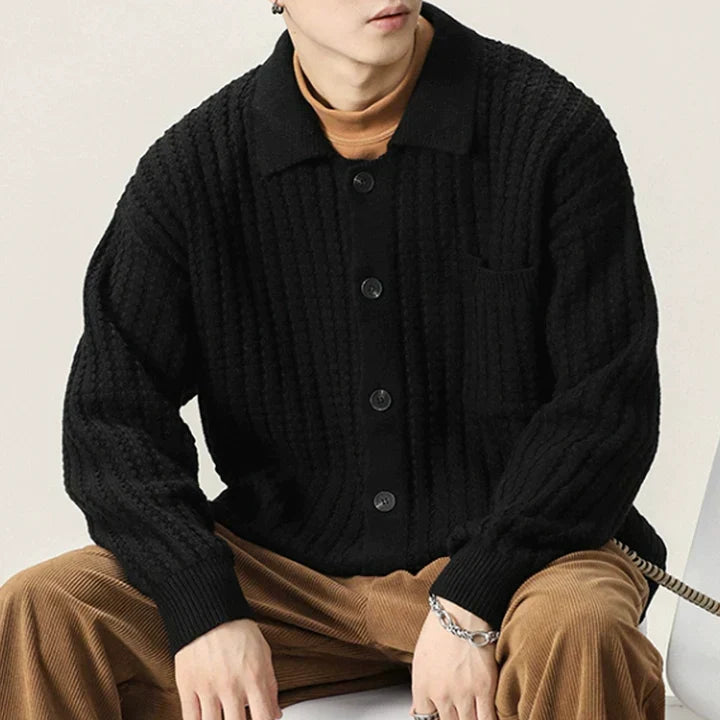 CALORA_ Oversized gebreid vest met kraag en kopen