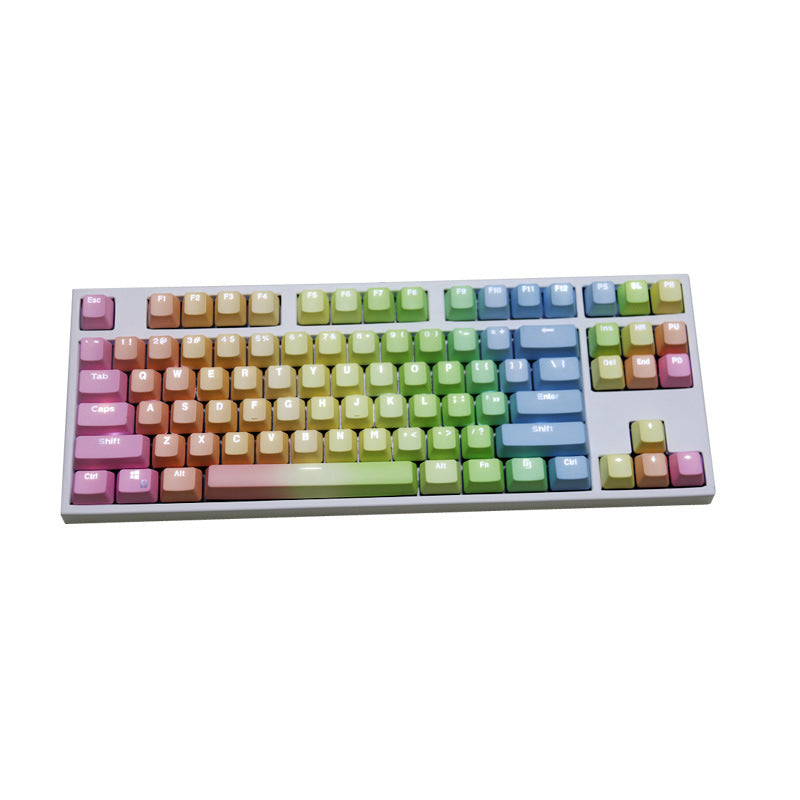 CALORA_ Gradient Regenboog Toetsenbord Set - Translucent en Frosted Blue Variant