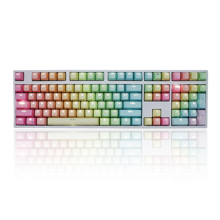 CALORA_ Gradient Regenboog Toetsenbord Set - Translucent en Frosted Blue Variant