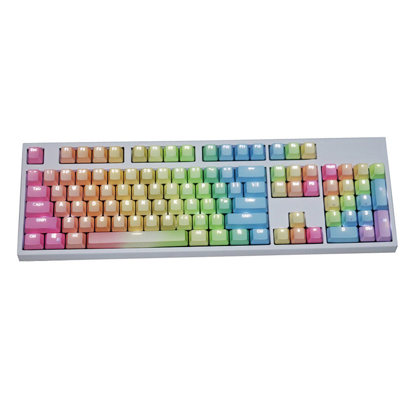 CALORA_ Gradient Regenboog Toetsenbord Set - Translucent en Frosted Blue Variant