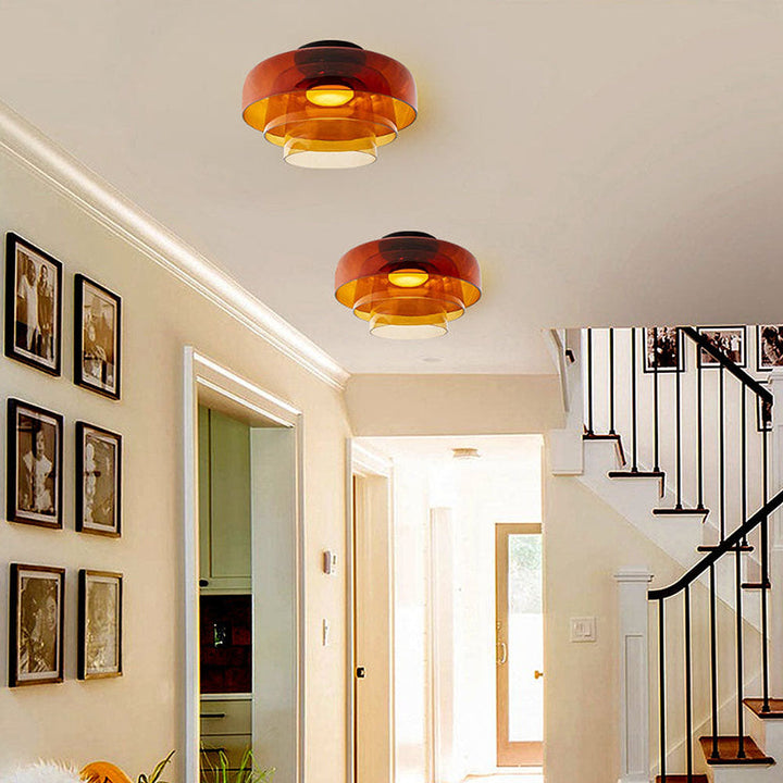 CALORA_ Middeleeuwse Flush Mount Glazen Plafondlamp - D42 x H11cm, D40 x H18cm, D42 x H26cm