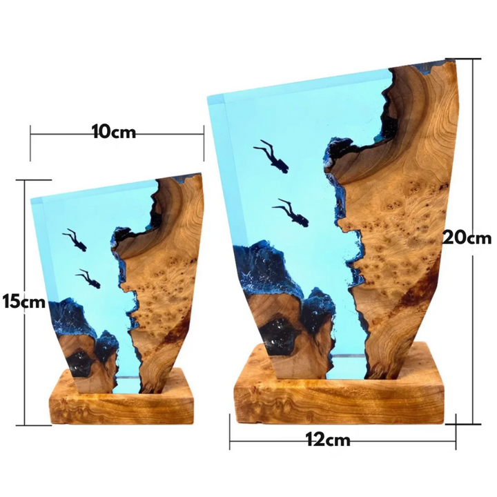 CALORA_ Lampada Subacqueo | Handgemaakte Epoxy Decoratielamp met Oceaanthema
