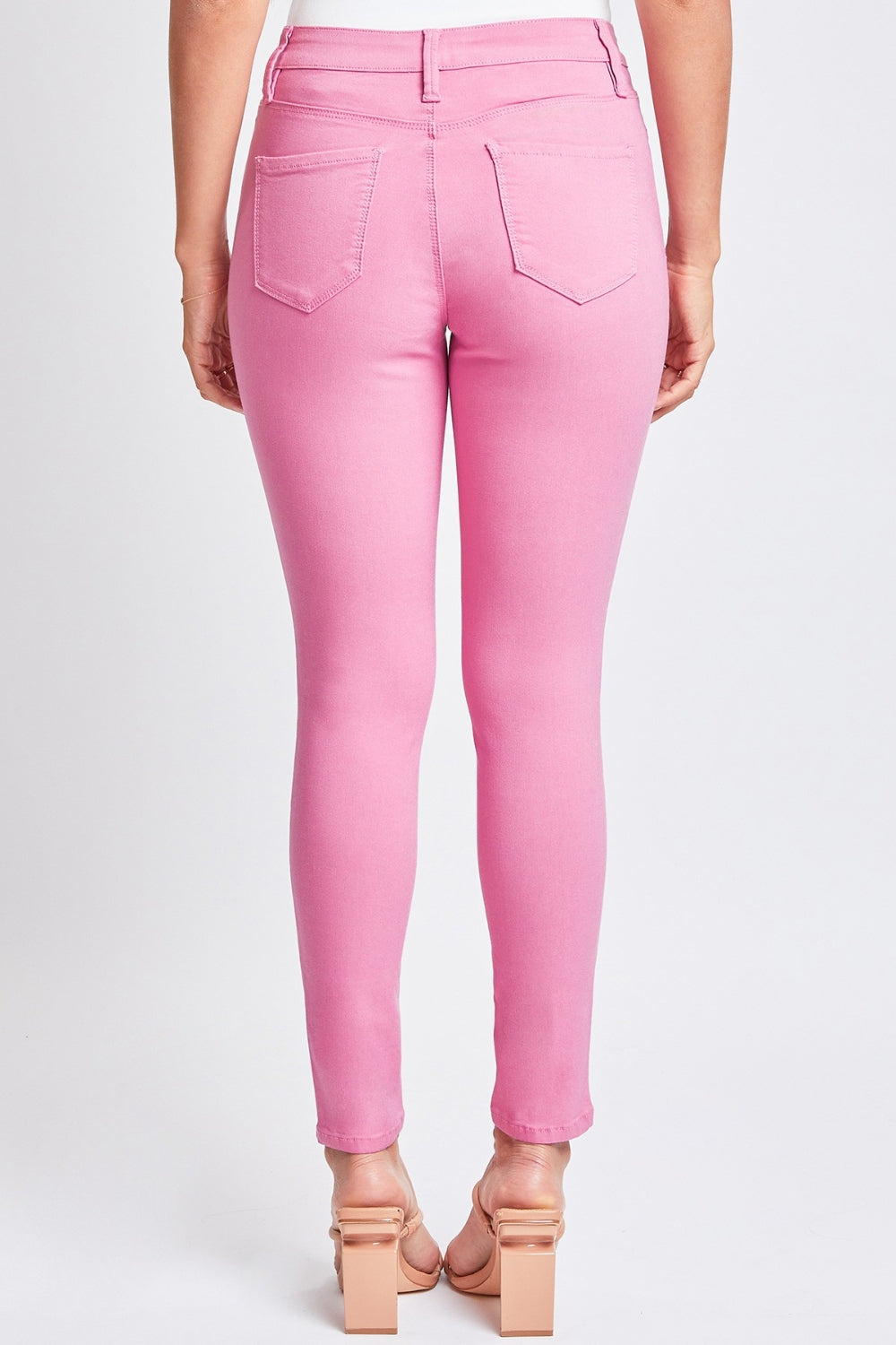 Hyperstretch roze skinny broek met middelhoge taille