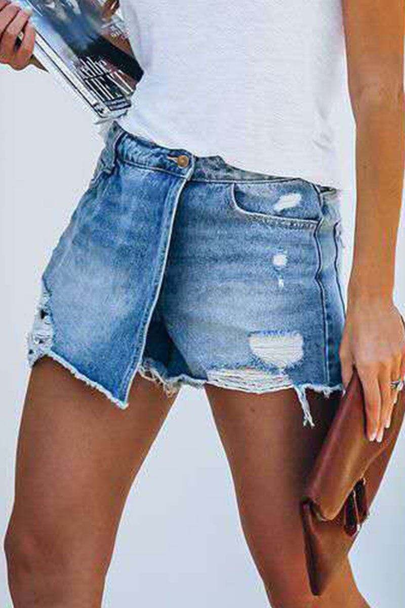 CALORA_ Maya - mode casual street gescheurde normale denim