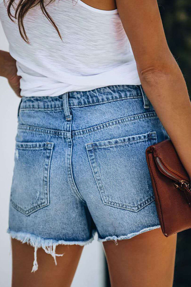 CALORA_ Maya - mode casual street gescheurde normale denim