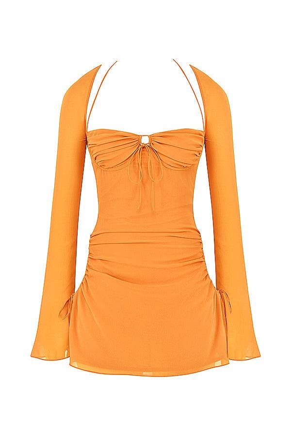 Serena | Halter mini jurk van chiffon met elegante uitsnijding