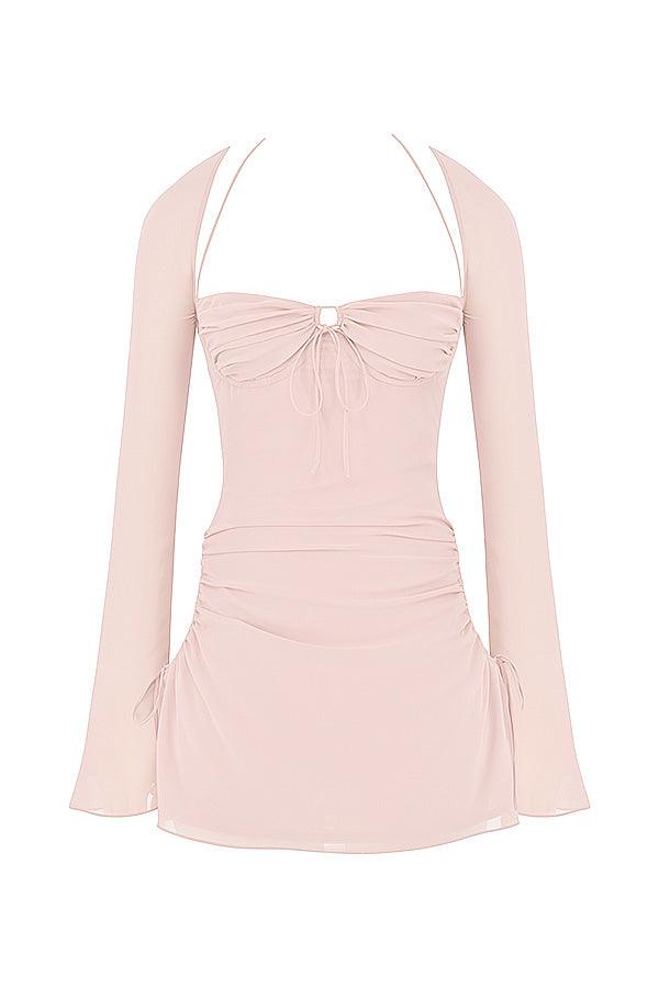 Serena | Halter mini jurk van chiffon met elegante uitsnijding