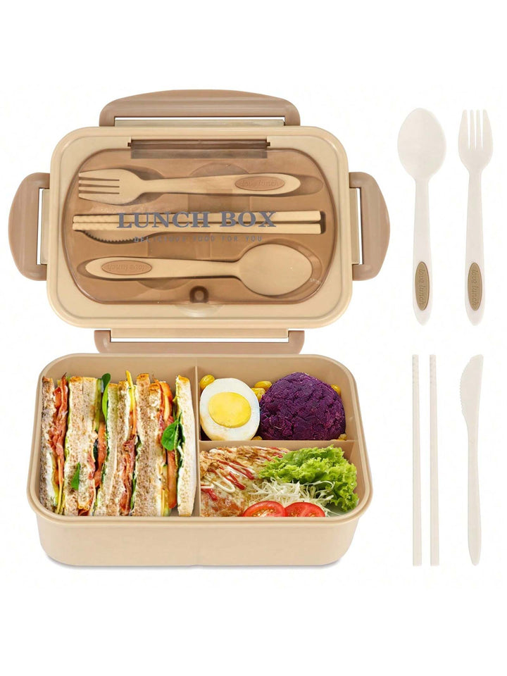 CALORA_ Lekvrije 1200 ml Bentobox voor Volwassenen met Bestek en 3 Compartimenten