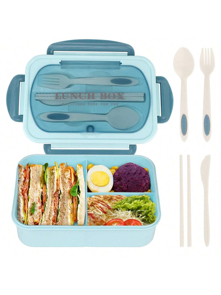 CALORA_ Lekvrije 1200 ml Bentobox voor Volwassenen met Bestek en 3 Compartimenten