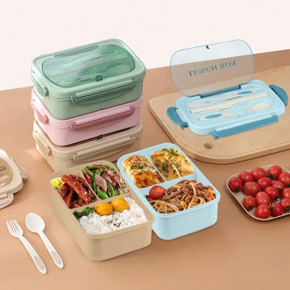 CALORA_ Lekvrije 1200 ml Bentobox voor Volwassenen met Bestek en 3 Compartimenten