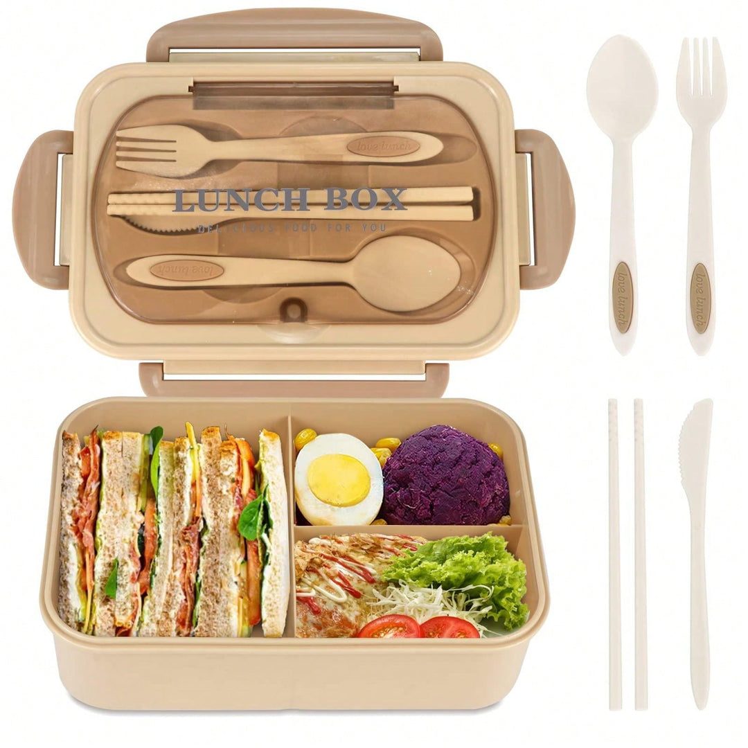 CALORA_ Lekvrije 1200 ml Bentobox voor Volwassenen met Bestek en 3 Compartimenten