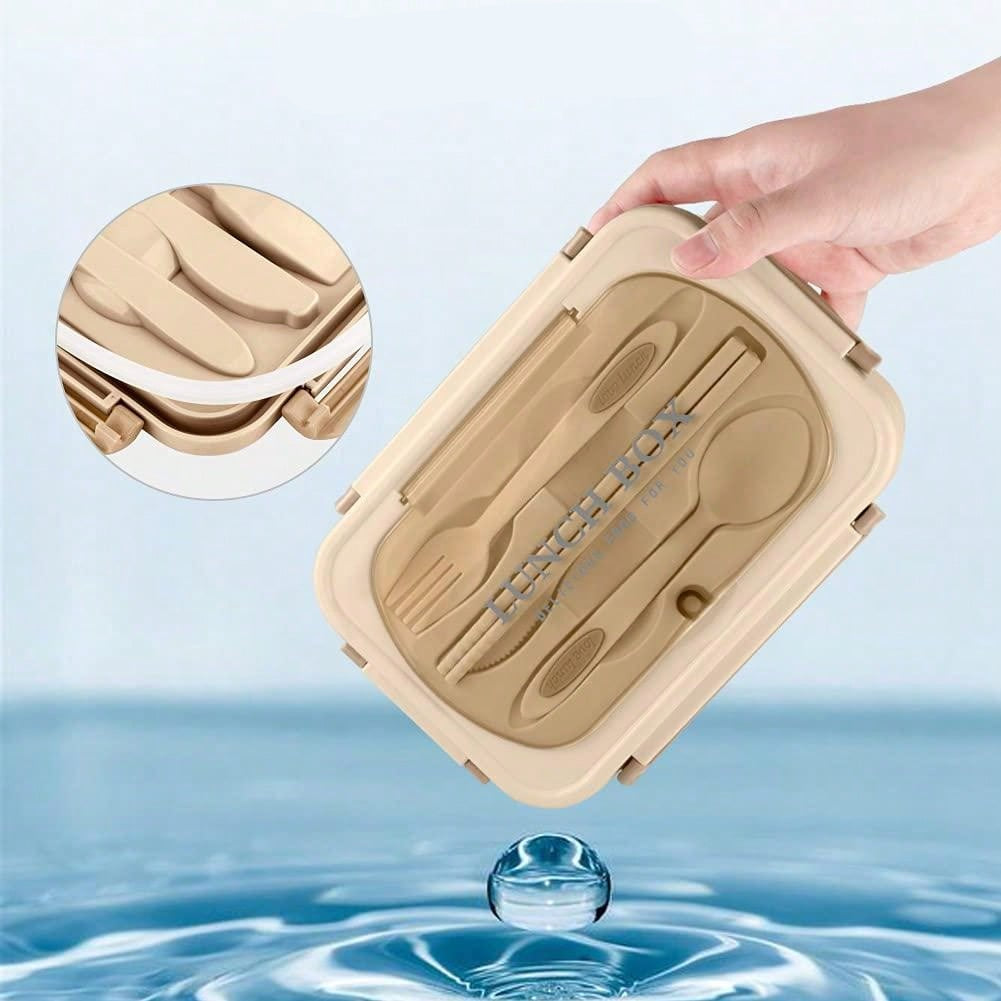CALORA_ Lekvrije 1200 ml Bentobox voor Volwassenen met Bestek en 3 Compartimenten