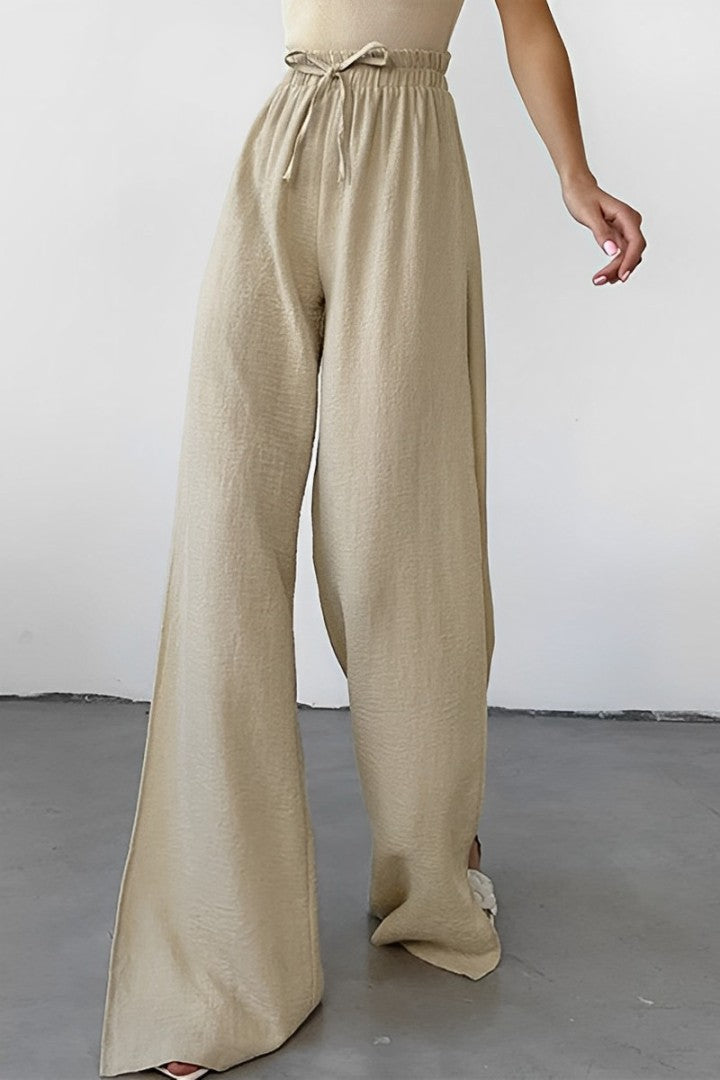 CALORA_ Kaiulani - casual vetersluiting, losse hoge taille, wijde pijpenbroek