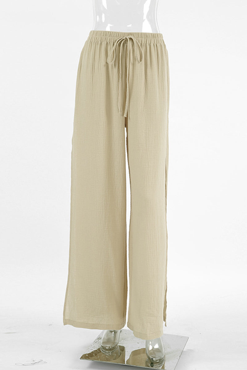 CALORA_ Kaiulani - casual vetersluiting, losse hoge taille, wijde pijpenbroek