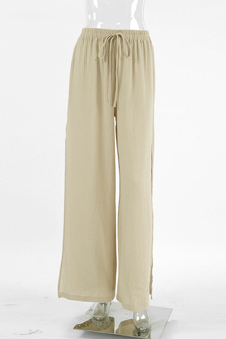 CALORA_ Kaiulani - casual vetersluiting, losse hoge taille, wijde pijpenbroek