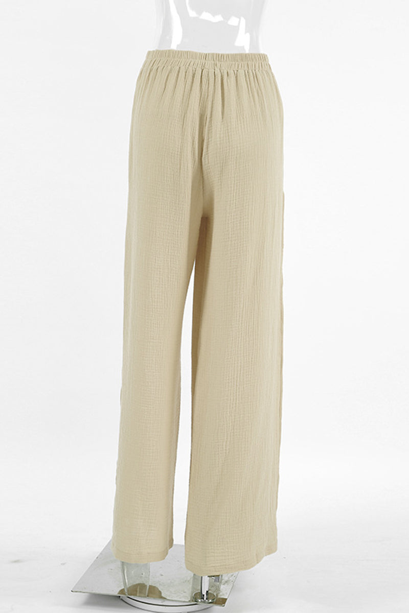 CALORA_ Kaiulani - casual vetersluiting, losse hoge taille, wijde pijpenbroek