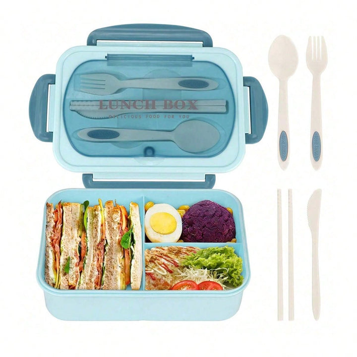 CALORA_ Lekvrije 1200 ml Bentobox voor Volwassenen met Bestek en 3 Compartimenten