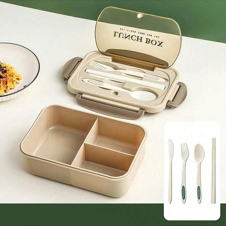 CALORA_ Lekvrije 1200 ml Bentobox voor Volwassenen met Bestek en 3 Compartimenten
