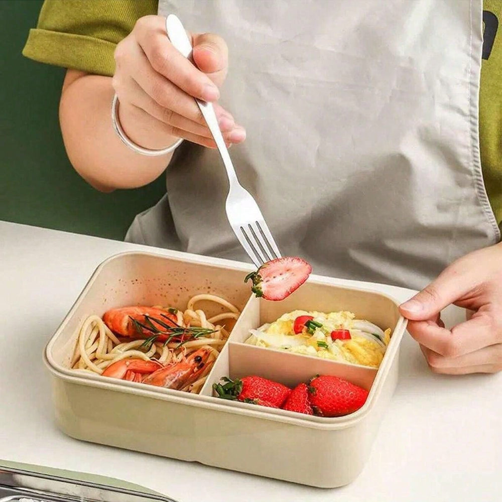 CALORA_ Lekvrije 1200 ml Bentobox voor Volwassenen met Bestek en 3 Compartimenten