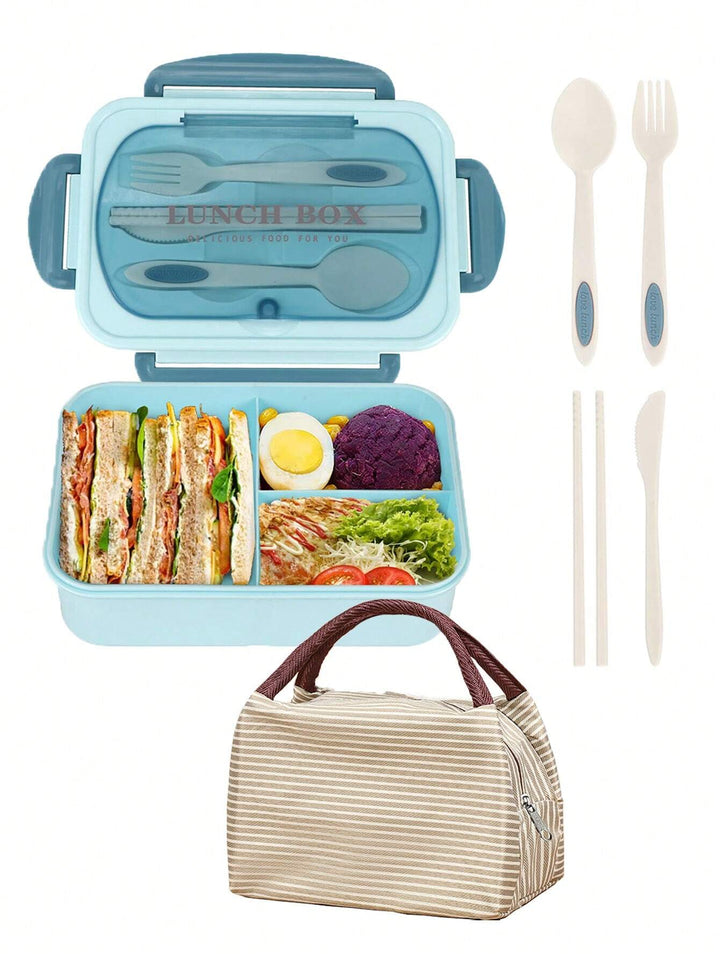 CALORA_ Lekvrije 1200 ml Bentobox voor Volwassenen met Bestek en 3 Compartimenten