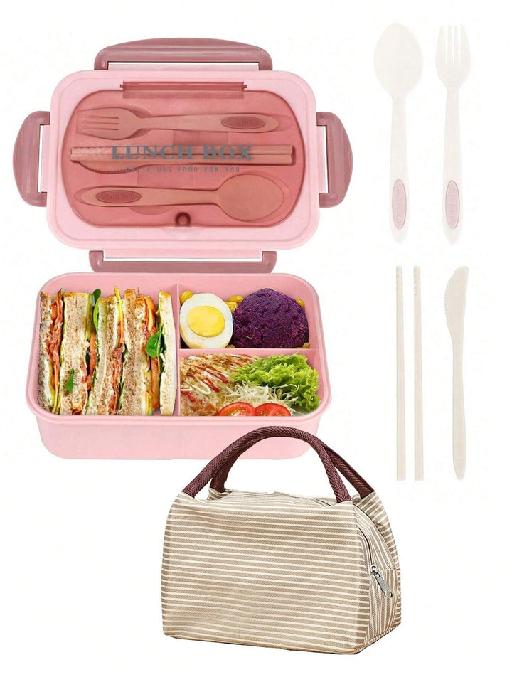 CALORA_ Lekvrije 1200 ml Bentobox voor Volwassenen met Bestek en 3 Compartimenten