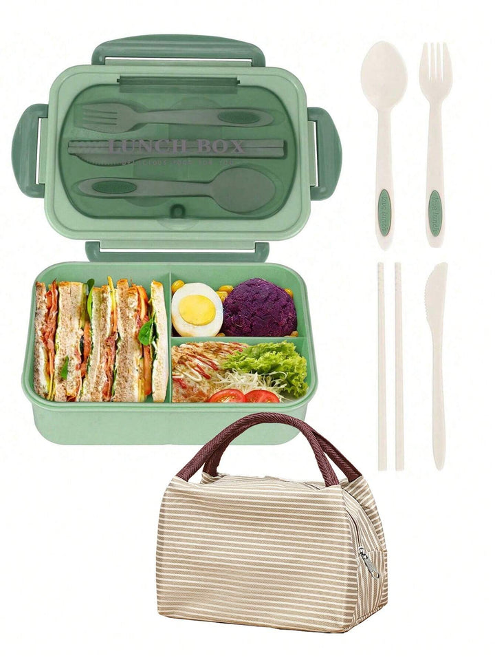 CALORA_ Lekvrije 1200 ml Bentobox voor Volwassenen met Bestek en 3 Compartimenten