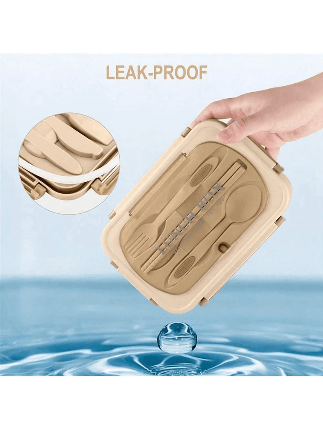 CALORA_ Lekvrije 1200 ml Bentobox voor Volwassenen met Bestek en 3 Compartimenten