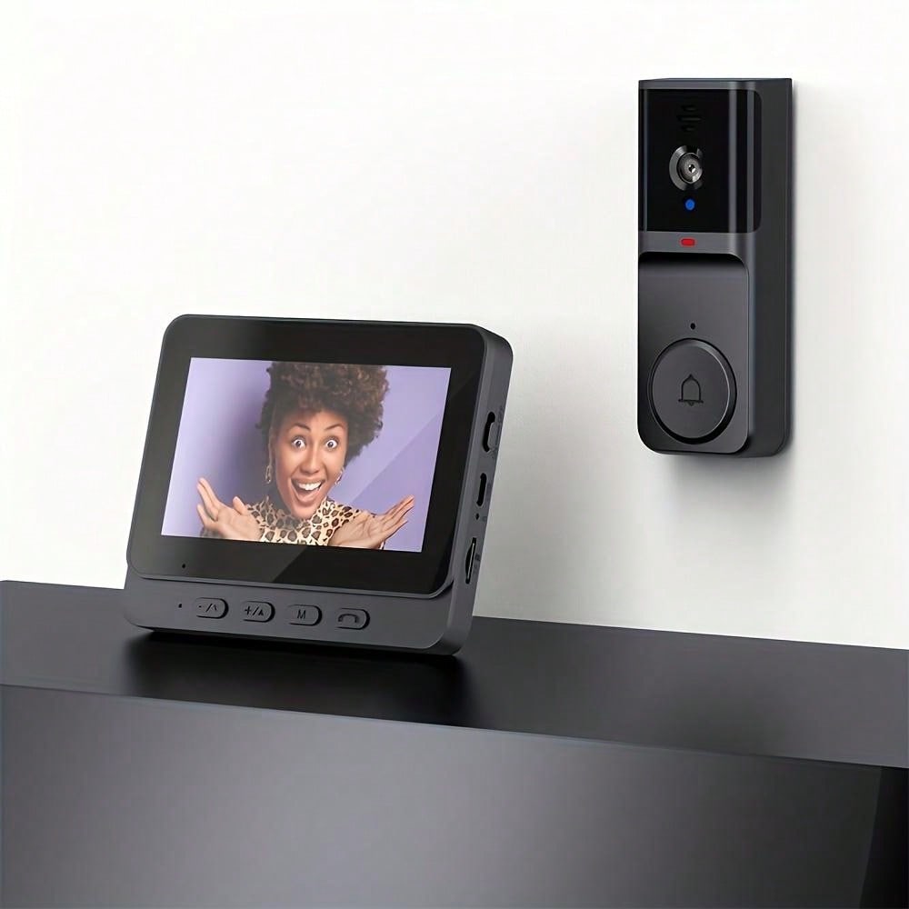 CALORA_ Draadloze HD Deurbel Camera met 4,3 Inch Oplaadbaar IPS Scherm