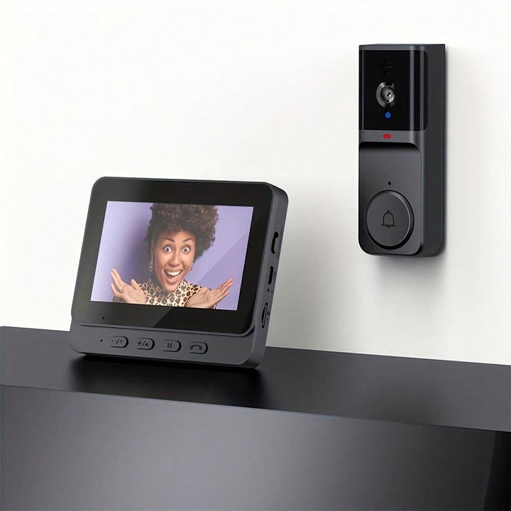 CALORA_ Draadloze HD Deurbel Camera met 4,3 Inch Oplaadbaar IPS Scherm