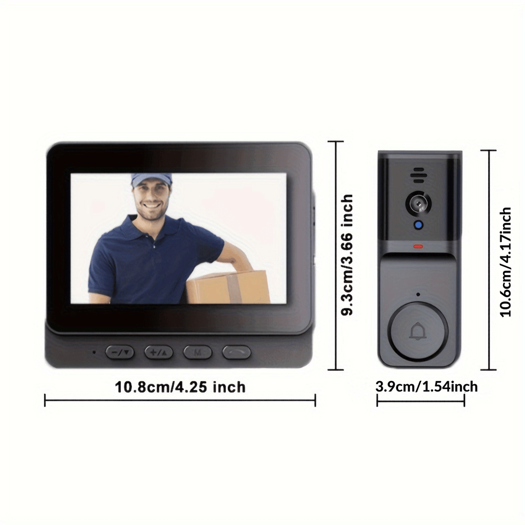 CALORA_ Draadloze HD Deurbel Camera met 4,3 Inch Oplaadbaar IPS Scherm