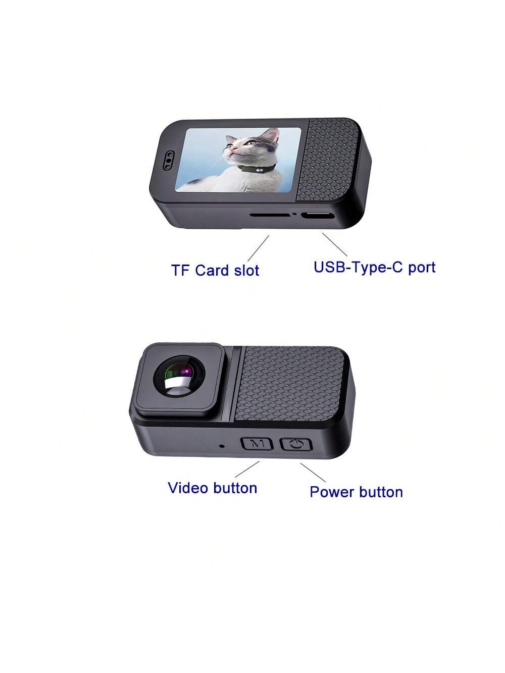 CALORA_ Draagbare 160 Graden Camera voor Katten en Honden met 1080P Video