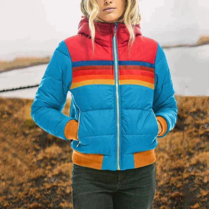 Orvian | Kleurrijke Dames Puffer Winterjas met Capuchon