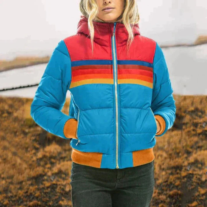 Orvian | Kleurrijke Dames Puffer Winterjas met Capuchon