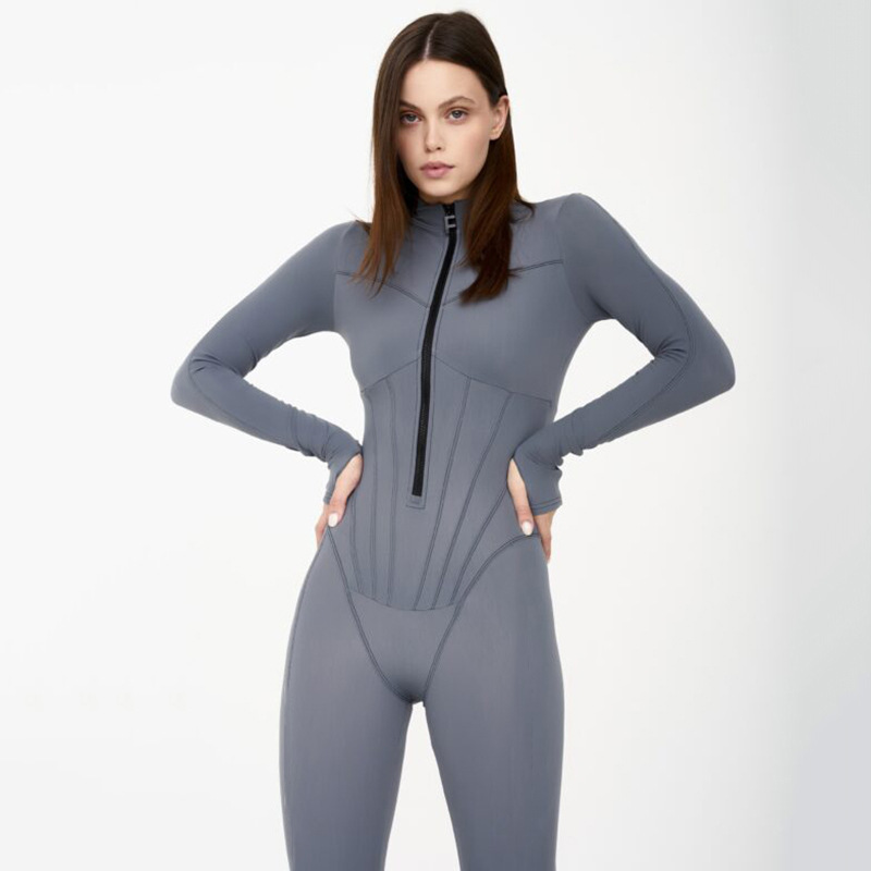 Strakke sport jumpsuit met ritssluiting