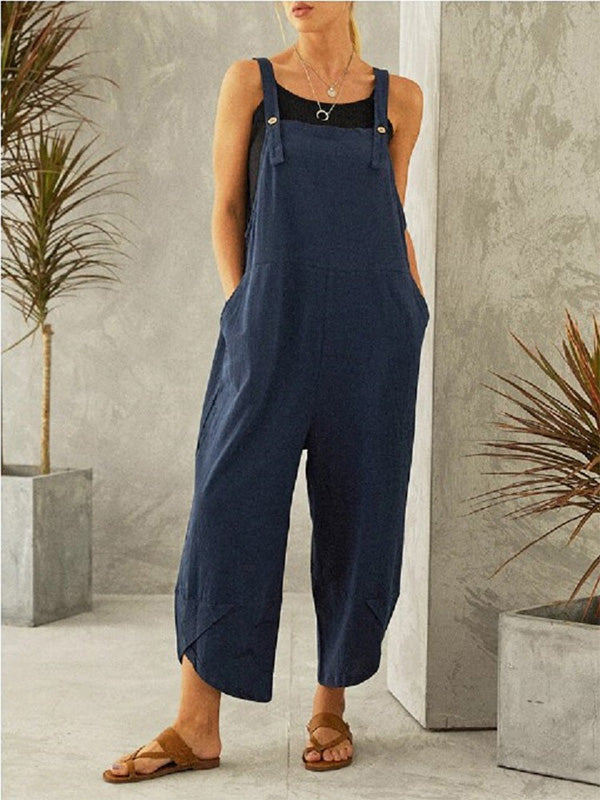 CALORA_ Dames Casual Jumpsuit met Knopen en Verstelbare Bretels