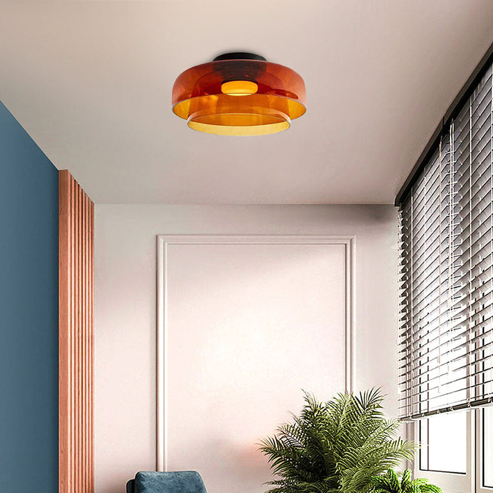 CALORA_ Middeleeuwse Flush Mount Glazen Plafondlamp - D42 x H11cm, D40 x H18cm, D42 x H26cm