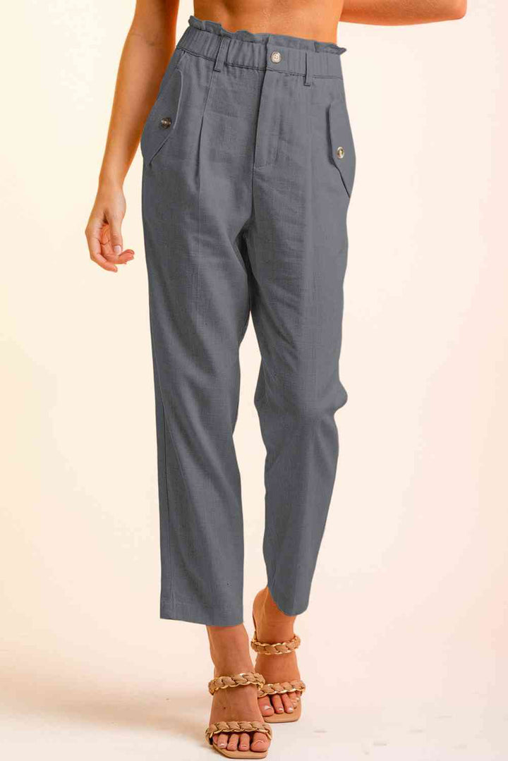 CALORA_ Yulia - cropped broek met knopen aan de zijkant