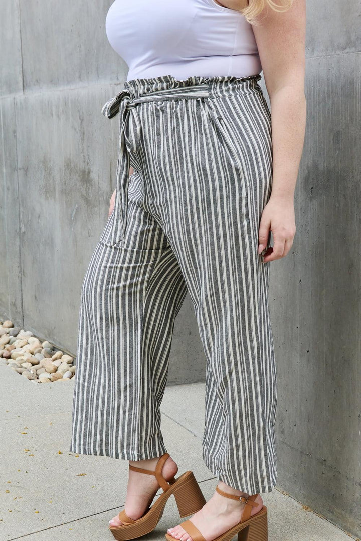 Gestreepte Culotte broek met paperbag taille