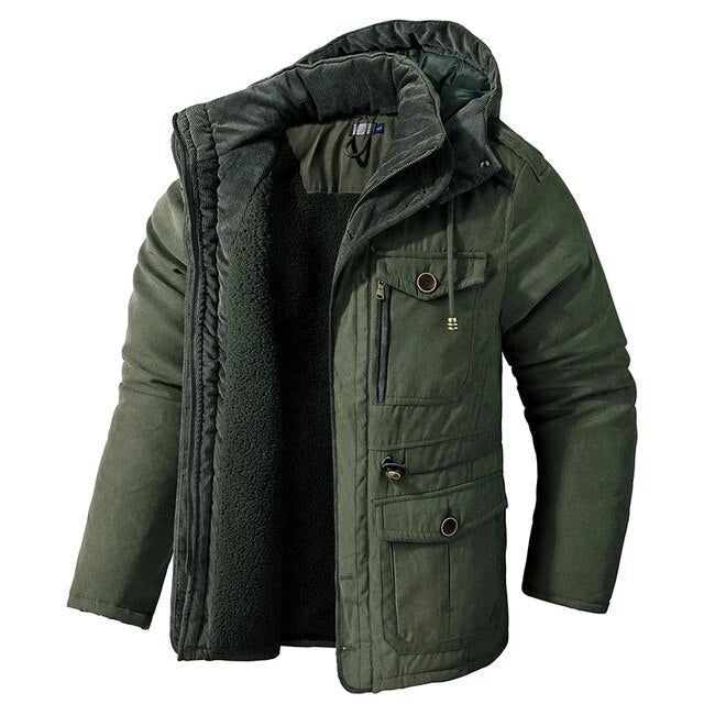 Militaire Parka met warme voering en capuchon