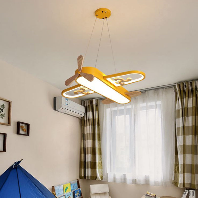 CALORA_ Vliegtuig Hanglamp voor Kinderkamer met Dimbare LED Verlichting en Afstandsbediening