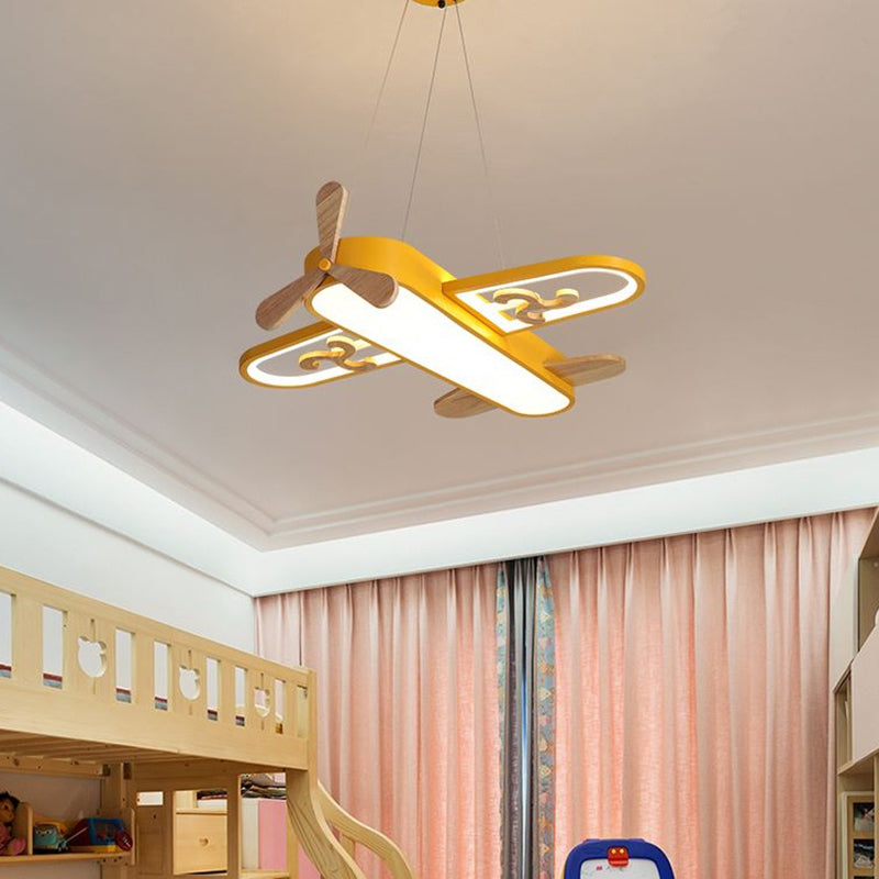 CALORA_ Vliegtuig Hanglamp voor Kinderkamer met Dimbare LED Verlichting en Afstandsbediening