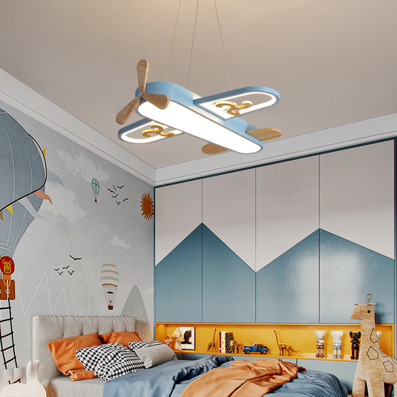 CALORA_ Vliegtuig Hanglamp voor Kinderkamer met Dimbare LED Verlichting en Afstandsbediening
