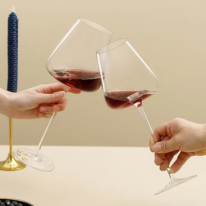 CALORA_ Sets van 4 en 6 Handgemaakte Kristallen Wijn- en Champagneglazen