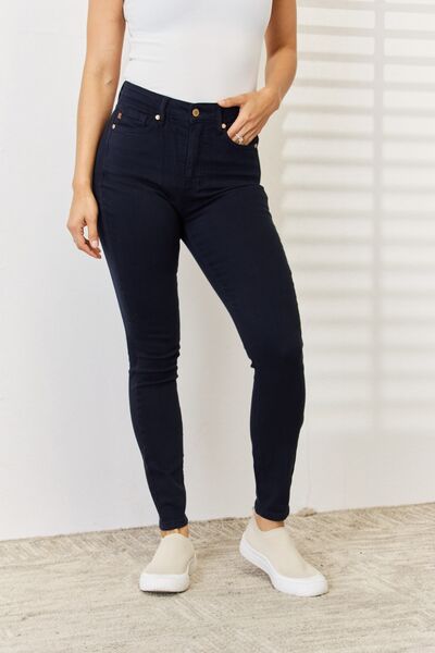 Elvira | Zwart geverfde Skinny Jeans met buikcontrole