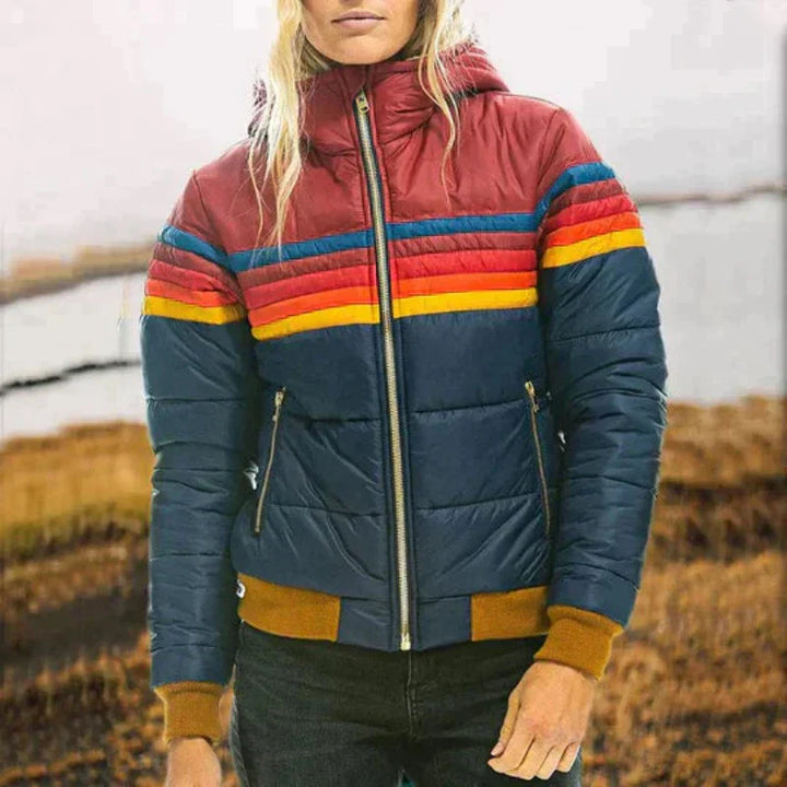 Orvian | Kleurrijke Dames Puffer Winterjas met Capuchon