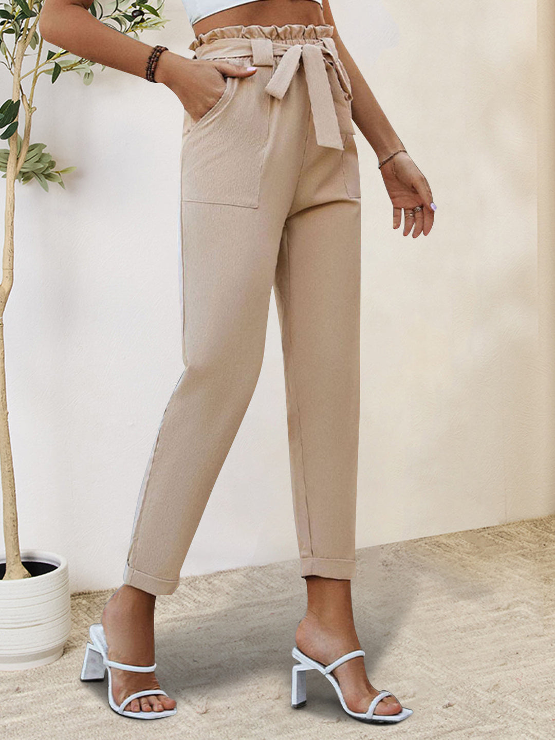 CALORA_ Carrah - elastische tailleband met vetersluiting en zakken