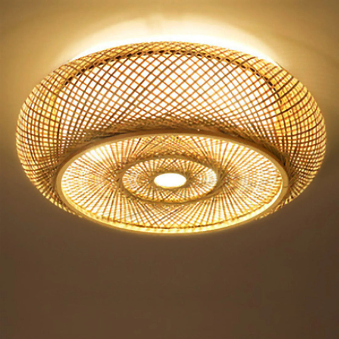 CALORA_ Bamboe Inbouwplafondlamp met Natuurlijke Sfeer en Ontspannend Licht